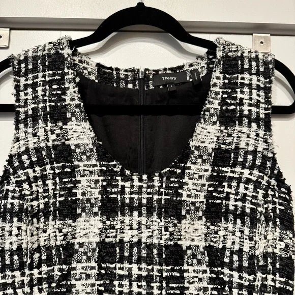 Theory Black and White Tweed Dress Sz 4 - Picture 2 of 9